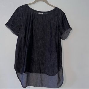 BP Women Blouse 100% Cotton Charcoal Black Cuff Short Sleeve Size Small